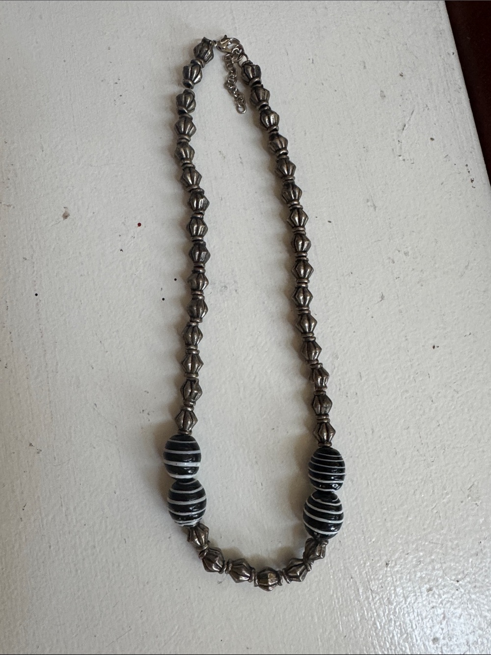 Handcrafted Black and Silver Beaded Necklace